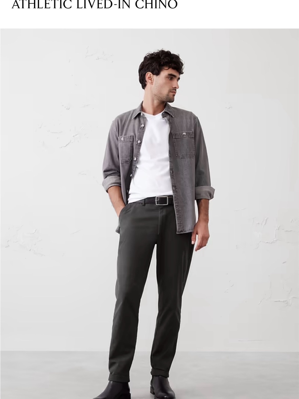Banana Republic Men's Lived-In Chino Flint Gray Pants Athletic Fit 34x32 NWT